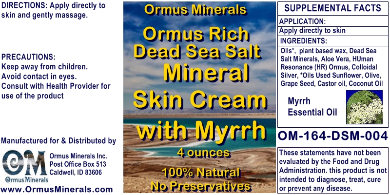 Ormus Minerals Dead Sea Salt Mineral Skin Cream with Myrrh